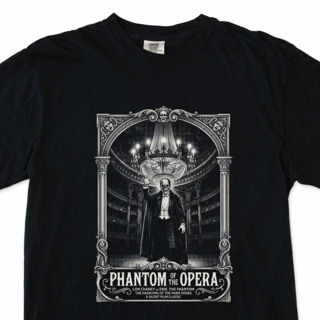 Phantom of the Opera gothic chandelier art t-shirt design.
