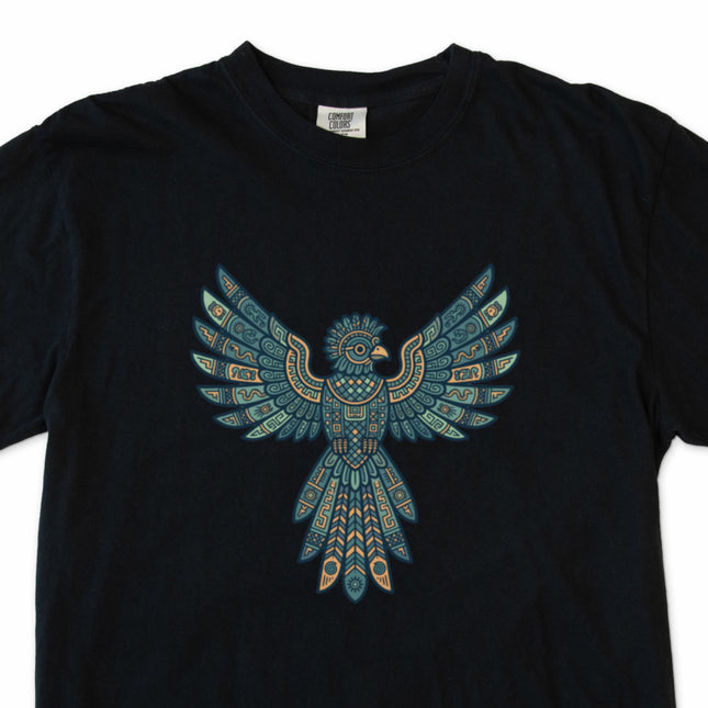 Tribal geometric eagle spirit design featuring Mayan and Aztec cultural motifs.