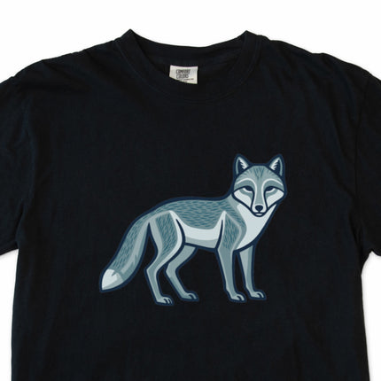 Inuit-inspired geometric arctic fox graphic tee shirt design.