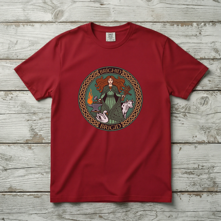 Brighid Celtic Goddess T-Shirt | Irish Mythology Fire Forge Swan Cow Tee V1