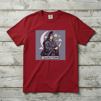 Tsukuyomi Japanese Moon God Graphic T-Shirt | Sword & Crescent Moon | V1