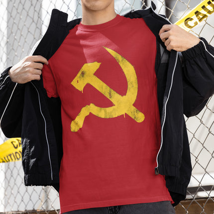 Hammer & Sickle T-Shirt | Yellow Graffiti Communist Soviet Symbol Tee