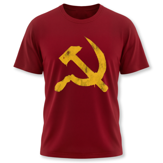 Hammer & Sickle T-Shirt | Yellow Graffiti Communist Soviet Symbol Tee