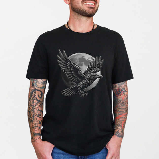 Raven Moon Graphic T-Shirt | Norse Mythology Graphic Print Unisex Tee Shirt