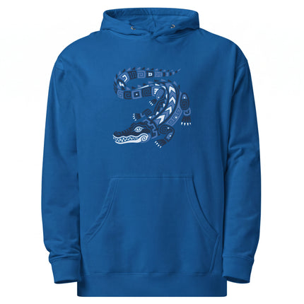 Mayan Crocodile Hoodie | Green Geometric Reptile Hooded Sweatshirt