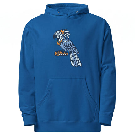Mayan Parrot Hoodie | Green Bird with Long Patterned Tail Design