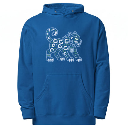 Maya Jaguar Hoodie | Teal Spotted Cat and Spiral Tail