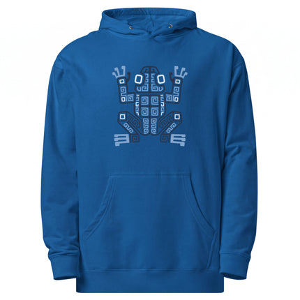 Mayan Frog Hoodie | Green and Cream Geometric Hooded Sweatshirt