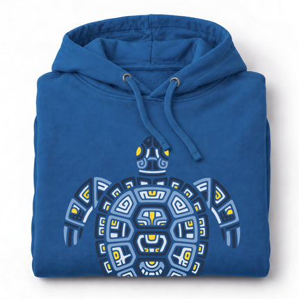 Mayan Turtle Hoodie | Green Geometric Shell and Flippers Design