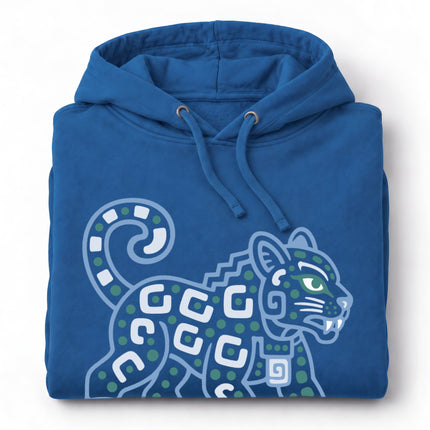 Maya Jaguar Hoodie | Teal Spotted Cat and Spiral Tail