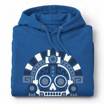 Aztec Mictlan Skull Hoodie | Green, Red, and Gold Mask Design