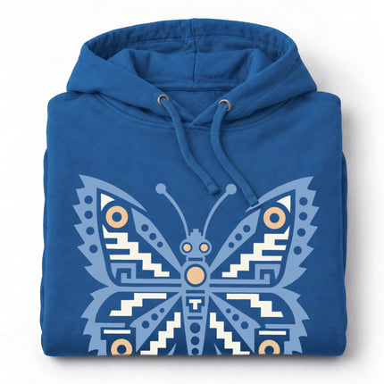 Aztec Butterfly Hoodie | Red and Teal Geometric Wing Design