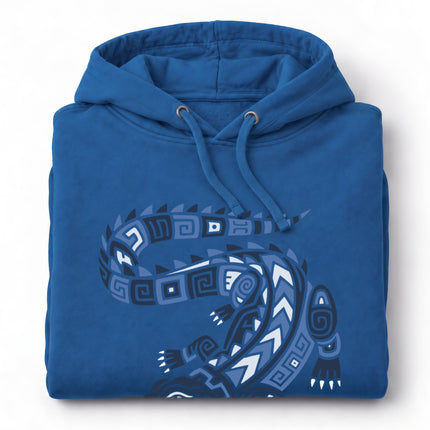 Mayan Crocodile Hoodie | Green Geometric Reptile Hooded Sweatshirt