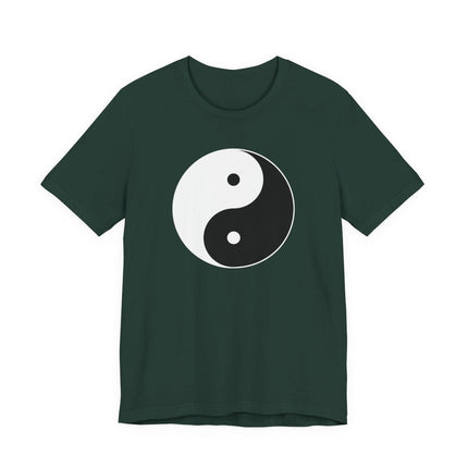 Yin Yang symbol graphic t-shirt design representing balance, harmony, and duality.