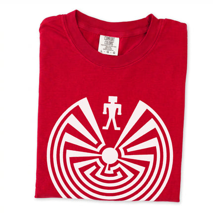I'itoi symbol man in the maze design t-shirt print.