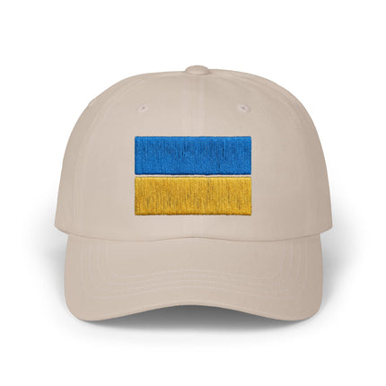 Ukrainian flag embroidered baseball cap for support and pride.