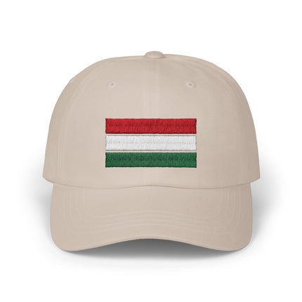 Embroidered Hungarian flag baseball cap for country pride and national apparel.