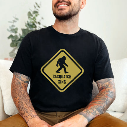 Sasquatch Xing Bigfoot Crossing T-Shirt | Funny Cryptozoology Graphic Tee