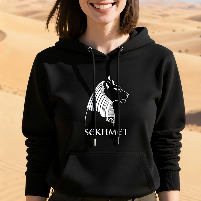 Sekhmet Egyptian Lion Goddess Hoodie |  Graphic and Text Unisex Pullover V1