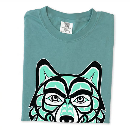 Haida wolf head tribal art t-shirt featuring Pacific Northwest Indigenous design print.