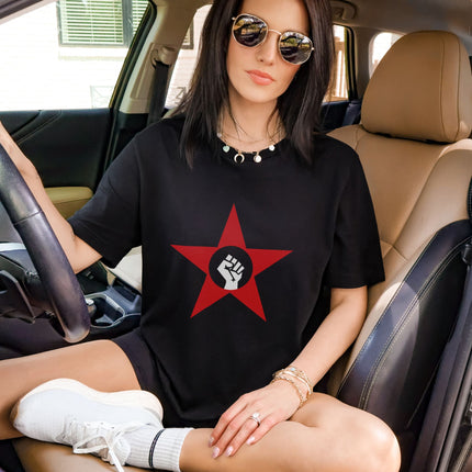 Socialist Fist Red Star T-Shirt | Revolution Activist Graphic Tee Shirt