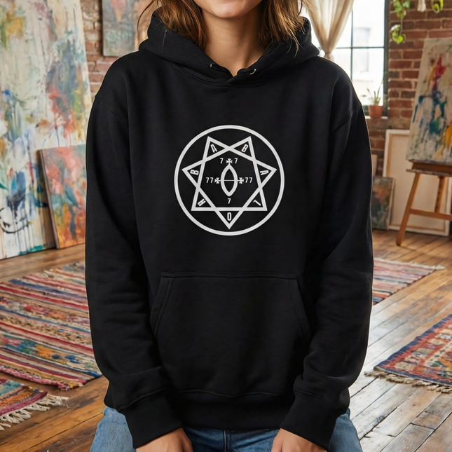 Star of Babalon Hoodie | Thelemic Seal Graphic Unisex Pullover | V2