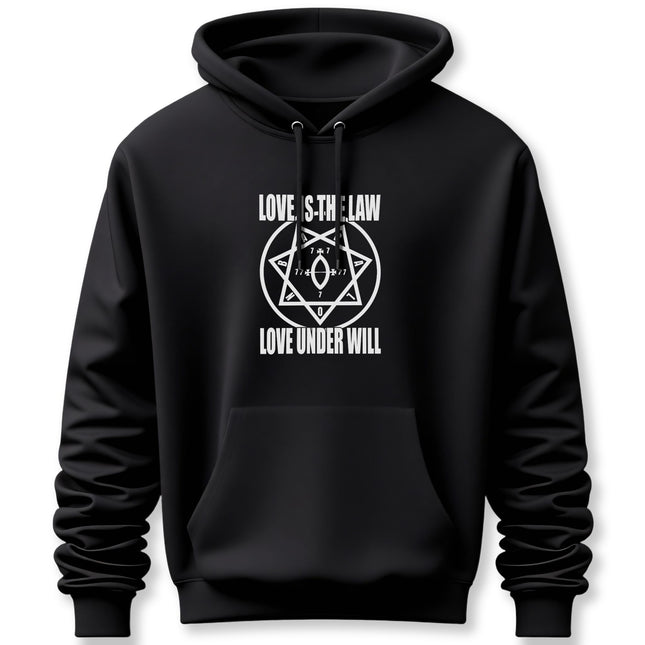 Love Is The Law Star of Babalon Thelema Hoodie | Aleister Crowley Pullover Hoodie