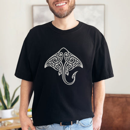 Tribal Stingray T-Shirt | Maori Polynesian Ocean Life Graphic Tee Shirt
