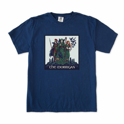 The Morrigan triple goddess t-shirt featuring celtic raven mythology art.