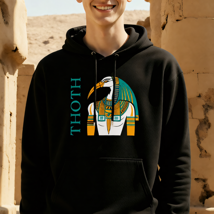 Thoth Hoodie | Ancient Egyptian God Graphic and Text Unisex Pullover V1