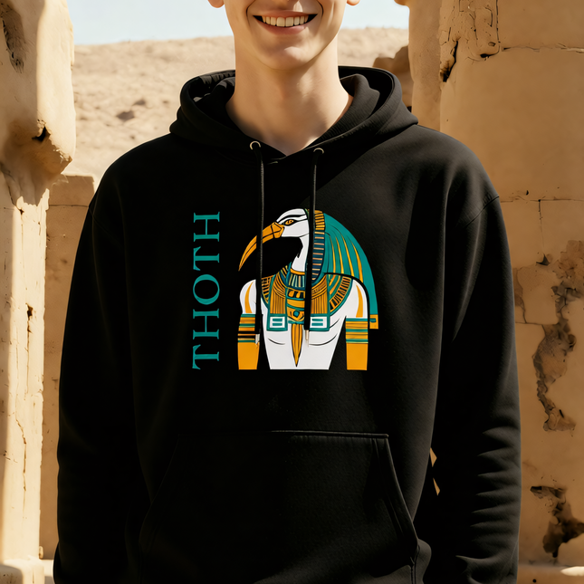 Thoth Hoodie | Ancient Egyptian God Graphic and Text Unisex Pullover V1