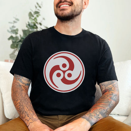 Red Tomoe Symbol T-Shirt | Japanese Mitsudomoe Triple Comma Graphic Tee