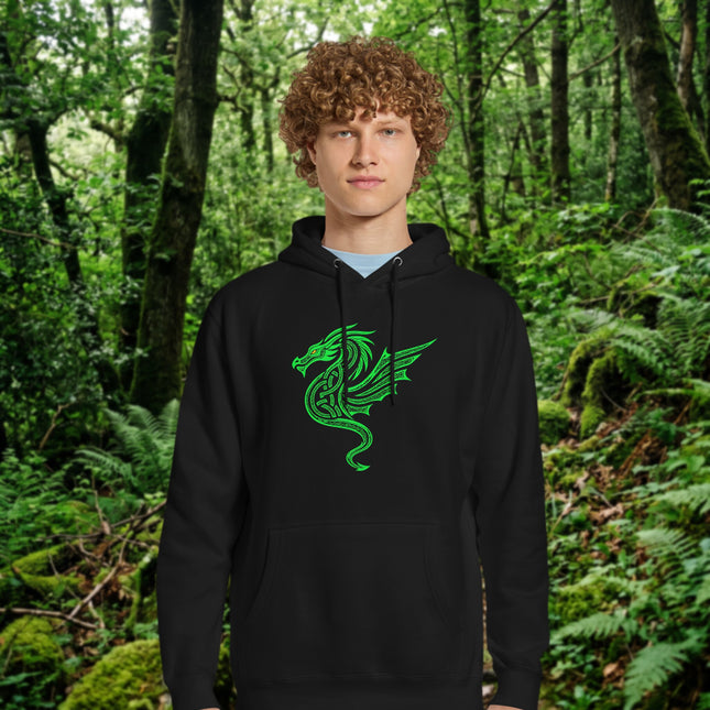 Celtic Dragon Hoodie | Knotwork Green Graphic Unisex Pullover Sweatshirt
