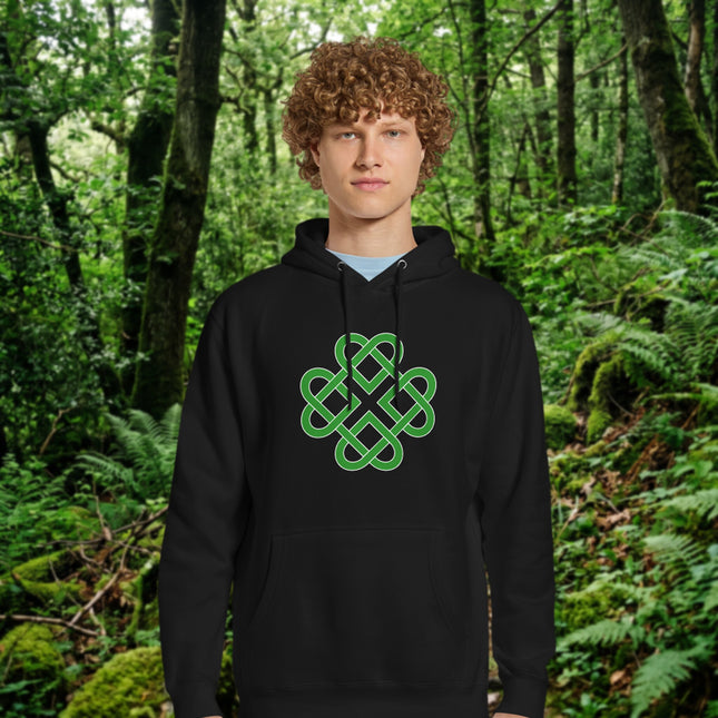 Celtic Heart Knot Clover Hoodie | Irish Green Knotwork Unisex Pullover Fleece