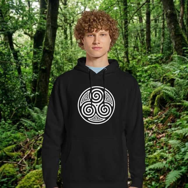 Celtic Triskele Hoodie | Triskelion Triple Spiral Knotwork Pullover Fleece