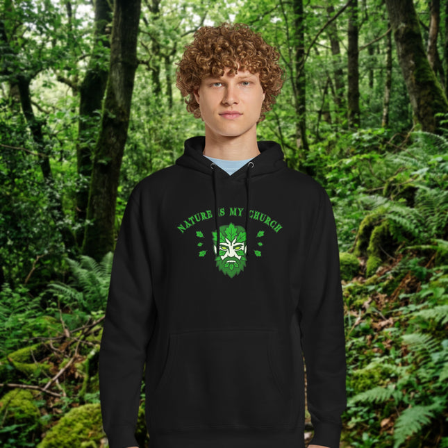 Nature Is My Church Green Man Hoodie | Earth Spirit Pagan Pullover Fleece