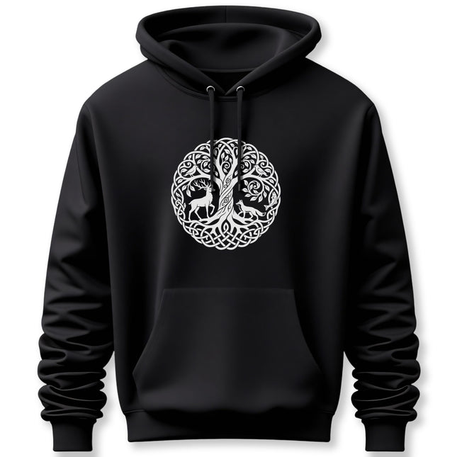 Celtic Tree of Life Hoodie with Stag & Fox | Nature Symbol Pullover Hoodie