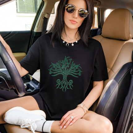 Celtic Tree of Life T-Shirt | Green Yggdrasil Graphic Print Unisex Tee Shirt