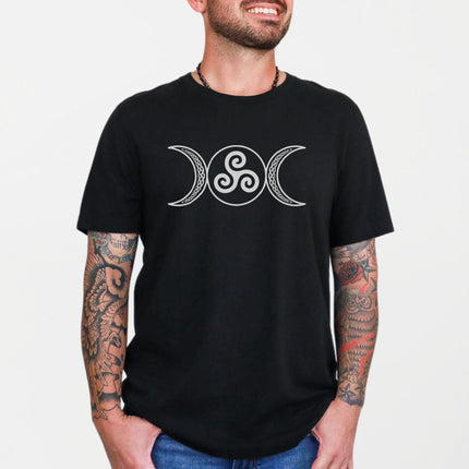 Triple Moon Goddess Triskelion Celtic Knotwork T-Shirt | Witchy Tee Shirt