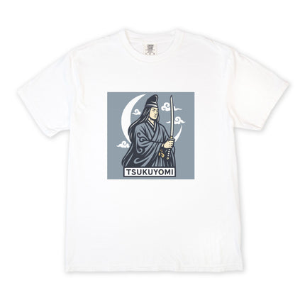Tsukuyomi Japanese Moon God Graphic T-Shirt | Sword & Crescent Moon Tee