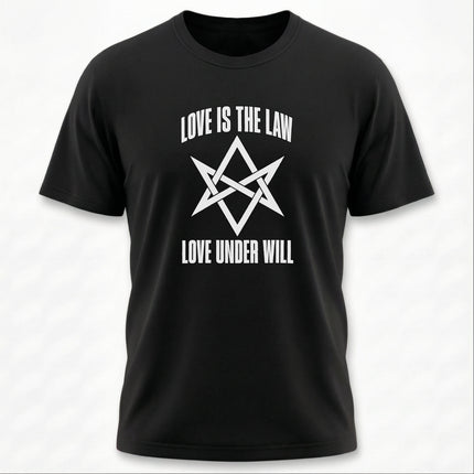 Love Is The Law Unicursal Hexagram Thelema T-Shirt | Crowley Thelema Graphic Tee V2