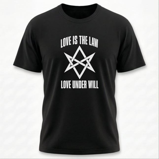 Love Is The Law Unicursal Hexagram Thelema T-Shirt | Crowley Thelema Graphic Tee V2