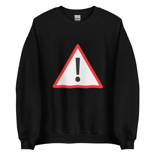 Danger Warning Sign Sweatshirt | Exclamation Mark Graphic Pullover Sweatshirt