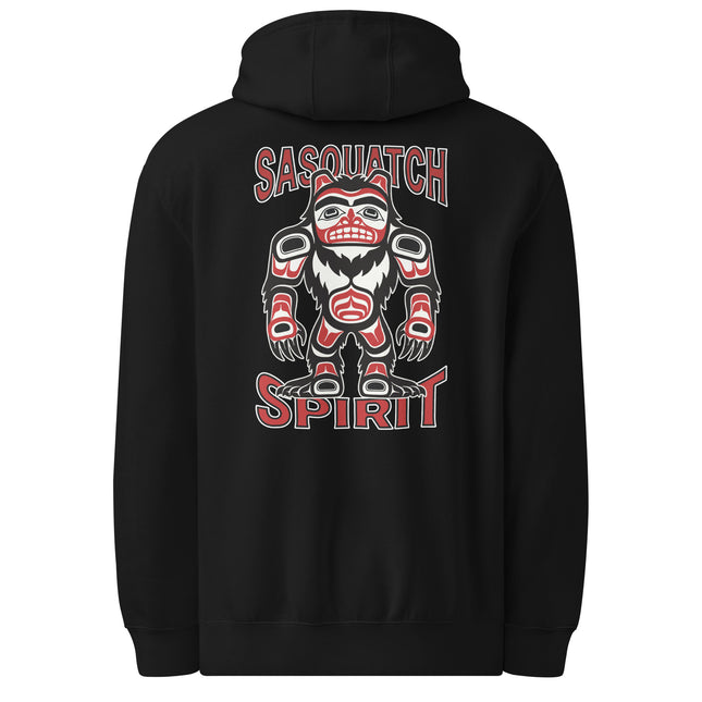 Sasquatch Spirit Native Art Back Print Hoodie | Bigfoot Pullover Hoodie