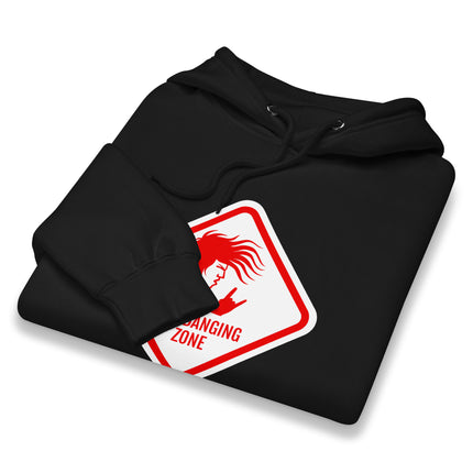 Headbanging Zone Metal Rock Hoodie | Devil Horns Graphic Pullover Hoodie