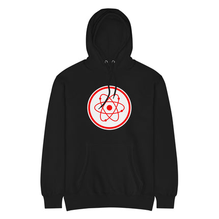 Radiation Atom Red Symbol Hoodie | Science Physics Graphic Pullover Hoodie