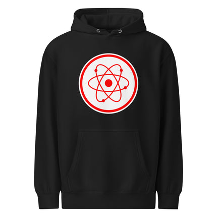 Radiation Atom Red Symbol Hoodie | Science Physics Graphic Pullover Hoodie