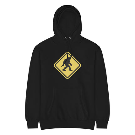Bigfoot Crossing Sign Hoodie | Sasquatch Warning Graphic Pullover Hoodie