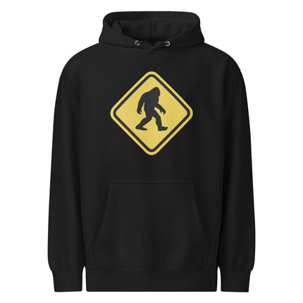 Bigfoot Crossing Sign Hoodie | Sasquatch Warning Graphic Pullover Hoodie