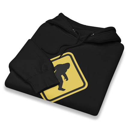 Bigfoot Crossing Sign Hoodie | Sasquatch Warning Graphic Pullover Hoodie